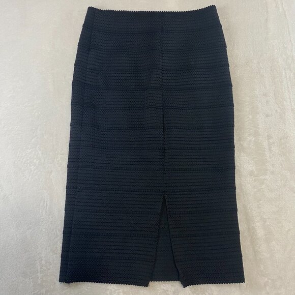 NEW YORK & COMPANY Skirt s Bandage Pencil Stretch Herringbone Vented Black - Picture 3 of 10